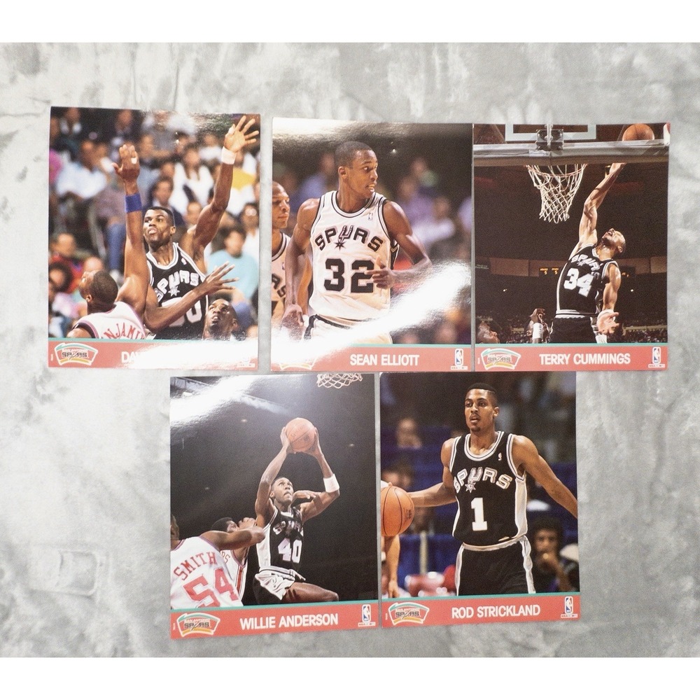1990-91 NBA Hoops San Antonio Spurs 8x10 Cards Set Of Five David Robinson